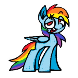 Size: 1000x1000 | Tagged: safe, artist:partyponypower, imported from derpibooru, rainbow dash, pegasus, pony, female, lidded eyes, mare, open mouth, simple background, solo, standing, white background