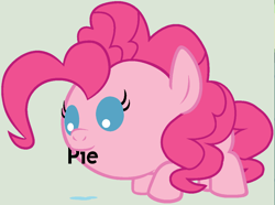 Size: 1162x865 | Tagged: safe, artist:beavernator, edit, imported from derpibooru, pinkie pie, earth pony, pony, baby, baby pie, baby pony, cropped, cute, diapinkes, female, filly, foal, mouth hold, solo, text, younger