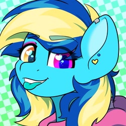 Size: 1500x1500 | Tagged: safe, artist:koa, artist:koapony, imported from derpibooru, oc, oc only, oc:general mumble, pegasus, pony, heart, heart eyes, heterochromia, pegasus oc, solo, tongue out, wingding eyes