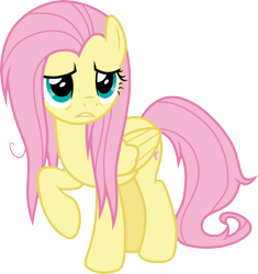 Size: 3000x3192 | Tagged: safe, artist:cloudy glow, imported from derpibooru, fluttershy, pegasus, pony, she talks to angel, .ai available, bags under eyes, female, folded wings, mare, messy mane, raised hoof, simple background, solo, transparent background, vector, wings