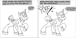 Size: 7016x3508 | Tagged: safe, artist:ponny, imported from derpibooru, oc, oc only, oc:pandesal, bat pony, :o, angry, bat pony oc, ear fluff, monochrome, onomatopoeia, open mouth, simple background, solo, sound effects, speech bubble, text, unshorn fetlocks, white background