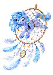 Size: 851x1200 | Tagged: safe, artist:maytee, imported from derpibooru, princess luna, alicorn, pony, adorable distress, colored pencil drawing, commission, commissioner:shaddar, crown, cute, dream walker luna, dreamcatcher, dreamcaught luna, female, filly, filly luna, foal, folded wings, horn, jewelry, lunabetes, mare, peytral, regalia, s1 luna, simple background, solo, stuck, traditional art, white background, wings, younger