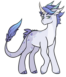 Size: 880x1032 | Tagged: safe, artist:void-sommar, imported from derpibooru, oc, oc only, dracony, hybrid, cloven hooves, curved horn, dracony oc, horn, horns, interspecies offspring, offspring, parent:rarity, parent:spike, parents:sparity, simple background, solo, white background