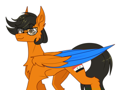 Size: 2646x1950 | Tagged: safe, artist:greenmaneheart, imported from derpibooru, oc, oc only, oc:cedrik, pegasus, pony, cheek fluff, chest fluff, colored wings, flag, glasses, male, pegasus oc, simple background, solo, stallion, syria, syrian flag, transparent background, two toned wings, wings