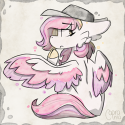 Size: 2000x2000 | Tagged: safe, artist:caprania, imported from derpibooru, oc, oc only, oc:nova stargazer, pegasus, pony, female, hat, mare, pegasus oc, solo