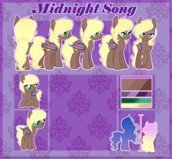 Size: 900x833 | Tagged: safe, artist:ausbrony, imported from derpibooru, oc, oc:midnight song, bat pony, bat pony oc, female, filly, foal, looking at you, mare, reference sheet, size comparison, younger