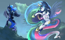 Size: 1227x766 | Tagged: dead source, safe, artist:blitzpony, imported from twibooru, princess celestia, princess luna, alicorn, pony, 2013, banned from derpibooru, duo, duo female, female, image, mare, png, siblings