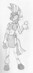 Size: 293x650 | Tagged: safe, artist:rdk, imported from twibooru, zecora, anthro, zebra, alternate universe, female, image, needs more jpeg, traditional art, tribal marking