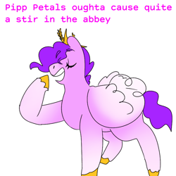 Size: 768x768 | Tagged: safe, artist:nachosforfree, imported from derpibooru, pipp petals, pegasus, pony, g5, simple background, solo, text, white background