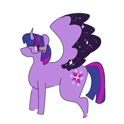 Size: 768x768 | Tagged: safe, artist:nachosforfree, imported from derpibooru, twilight sparkle, alicorn, pony, glasses, side view, simple background, solo, standing, twilight sparkle (alicorn), white background