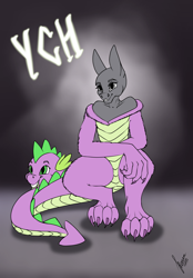 Size: 1640x2360 | Tagged: safe, artist:stirren, imported from derpibooru, spike, anthro, clothes, commission, cosplay, costume, ears up, fursuit, your character here