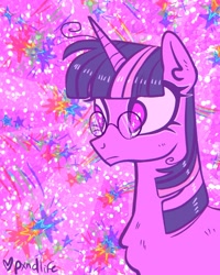 Size: 1280x1600 | Tagged: safe, artist:pxndlife, imported from derpibooru, twilight sparkle, pony, unicorn, bust, chest fluff, glasses, solo