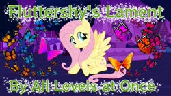 Size: 1920x1080 | Tagged: safe, artist:aaliyah_rosado, artist:all levels at once, artist:luckreza8, artist:user15432, imported from derpibooru, fluttershy, butterfly, pegasus, pony, all levels at once, fluttershy's lament, looking at you, night, ponyville, smiling, sparkles