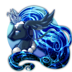 Size: 1280x1280 | Tagged: safe, artist:yamikonek0, imported from derpibooru, oc, oc only, earth pony, hybrid, original species, pond pony, pony, art trade, blue eyes, blue mane, bust, crystal, deviantart watermark, digital art, ear fluff, flowing mane, high res, jewelry, male, necklace, obtrusive watermark, pearl necklace, portrait, simple background, solo, stallion, transparent background, watermark
