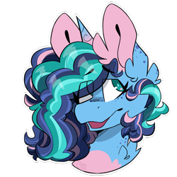 Size: 2000x2000 | Tagged: safe, artist:caprania, imported from derpibooru, pony, unicorn, bust, curly mane, cute, female, freckles, g5, mare, misty brightdawn, mistybetes, open mouth, portrait, simple background, solo, transparent background