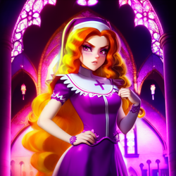 Size: 1024x1024 | Tagged: safe, imported from derpibooru, adagio dazzle, human, equestria girls, ai content, ai generated, generator:pony diffusion v4, generator:stable diffusion, looking at you, nun outfit, prompter:siber, solo
