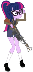 Size: 1868x4096 | Tagged: safe, artist:edy_january, artist:gmaplay, edit, imported from derpibooru, vector edit, sci-twi, human, equestria girls, equestria girls series, boots, breasts, call of duty, call of duty zombies, clothes, girls und panzer, gloves, gun, link in description, marine, marines, military, motorcross, saunders, shoes, simple background, soldier, solo, transparent background, trigger discipline, vector, weapon