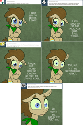 Size: 1302x1954 | Tagged: safe, artist:toadstool-prancer, imported from derpibooru, doctor whooves, time turner, oc, oc:tantamount, disguise, disguised changeling, one ear down, solo, tantamount time turner