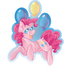 Size: 2000x2000 | Tagged: safe, artist:dankpegasista, derpibooru exclusive, imported from derpibooru, pinkie pie, earth pony, pony, balloon, big smile, blue background, blue eyes, blushing, cute, diapinkes, ear fluff, eyelashes, female, floating, happy, heart, heart eyes, highlights, open mouth, open smile, pink fur, png, raised hoof, simple background, simple shading, smiling, solo, then watch her balloons lift her up to the sky, transparent background