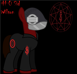 Size: 1024x982 | Tagged: safe, artist:harmonicdreemur1308, imported from derpibooru, earth pony, pony, black background, clothes, male, mask, ponified, simple background, slipknot, solo, stallion