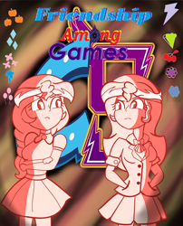 Size: 774x960 | Tagged: safe, artist:fenixyz, imported from derpibooru, sunset shimmer, human, fanfic:friendship among games, equestria girls, fanfic, fanfic art, fanfic cover