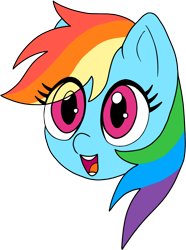 Size: 1010x1357 | Tagged: safe, artist:aprilfools, rainbow dash, pegasus, pony, /bale/, eye clipping through hair, female, happy, head, mare, open mouth, simple background, solo, transparent background