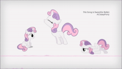 Size: 1280x720 | Tagged: safe, artist:aclassypony, imported from derpibooru, sweetie belle, pony, unicorn, animated, eyes closed, female, filly, foal, link in description, music, singing, sound, sound only, this song is sweet(ie belle), webm, youtube link
