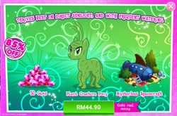 Size: 1566x1036 | Tagged: safe, imported from derpibooru, alien, alien pony, original species, plant pony, tree pony, advertisement, costs real money, gameloft, green, holiday, official, plant, saint patrick's day, tree