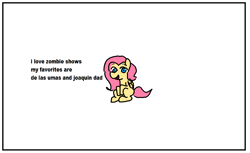 Size: 1012x620 | Tagged: safe, artist:makaryo, imported from derpibooru, fluttershy, pegasus, pony, female, mare, missing cutie mark, ms paint, simple background, sitting, solo, talking to viewer, white background