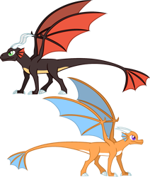 Size: 823x971 | Tagged: safe, imported from derpibooru, dragon, original species, duo, duo male and female, female, gift art, male, quadrupedal, saddle arabia, simple background, transparent background