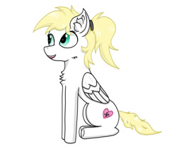 Size: 987x828 | Tagged: safe, artist:nismorose, imported from derpibooru, oc, oc only, oc:luftkrieg, pegasus, pony, cheek fluff, chest fluff, ear fluff, eyelashes, female, filly, foal, folded wings, nazi, pegasus oc, ponytail, simple background, sitting, smiling, solo, swastika, white background, wings, wrong cutie mark