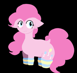 Size: 825x787 | Tagged: artist needed, safe, imported from derpibooru, pinkie pie, earth pony, pony, :3, black background, clothes, dock, floppy ears, simple background, smiling, socks, solo, striped socks, tail, thigh highs