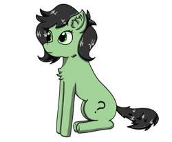 Size: 1006x828 | Tagged: safe, artist:nismorose, imported from derpibooru, oc, oc:anon, oc:filly anon, earth pony, pony, chest fluff, ear fluff, earth pony oc, eyelashes, female, filly, foal, simple background, sitting, solo, white background