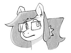 Size: 400x297 | Tagged: safe, artist:winterclover, imported from derpibooru, oc, oc only, oc:cloverberry, earth pony, pony, bust, earth pony oc, frown, glasses, monochrome, simple background, solo, white background