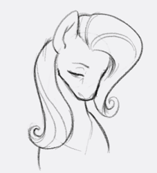 Size: 284x313 | Tagged: safe, artist:winterclover, imported from derpibooru, fluttershy, pegasus, pony, bust, lidded eyes, monochrome, solo