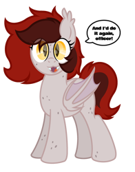 Size: 2330x2965 | Tagged: safe, artist:ponkus, imported from derpibooru, oc, oc only, bat pony, pony, :3, bat pony oc, bat wings, cute, ear fluff, fangs, female, freckles, mare, palindrome get, red mane, simple background, slit pupils, solo, speech bubble, transparent background, wings, yellow eyes