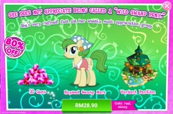 Size: 1565x1031 | Tagged: safe, imported from derpibooru, earth pony, pony, advertisement, cajun ponies, costs real money, female, gameloft, green, holiday, mare, my little pony: magic princess, official, saint patrick's day, spring green