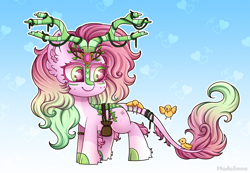 Size: 2900x2006 | Tagged: safe, artist:madelinne, imported from derpibooru, oc, oc only, bird, kirin, chibi, cloven hooves, cute, ear fluff, gradient background, kirin oc, solo