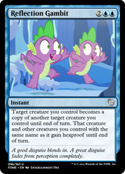Size: 375x523 | Tagged: safe, edit, imported from derpibooru, spike, thorax, changeling, dragon, the times they are a changeling, ccg, disguise, disguised changeling, ice, magic the gathering, trading card, trading card edit