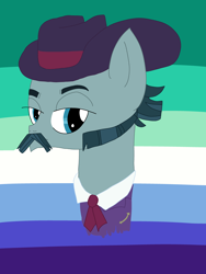 Size: 3024x4032 | Tagged: artist needed, source needed, safe, imported from derpibooru, turner mccolt, pony, the hooffields and mccolts, eyebrows, facial hair, gay pride flag, hat, head, headcanon, lgbt headcanon, male, mccolt family, moustache, pride, pride flag, sexuality headcanon, sideburns, solo, stallion, vincian pride flag