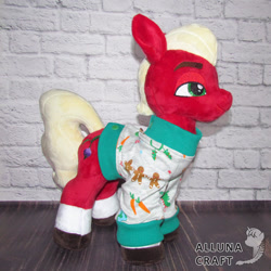 Size: 1024x1024 | Tagged: safe, artist:allunacraft, imported from derpibooru, sprout cloverleaf, earth pony, pony, clothes, g5, irl, photo, plushie, solo, sweater