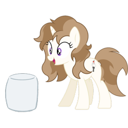 Size: 720x720 | Tagged: artist needed, safe, imported from derpibooru, oc, oc:fluffymarsh, pony, unicorn, amazed, brown mane, cute, female, food, happy, mare, marshmallow, purple eyes, show accurate, silly, silly pony, simple background, smiling, solo, sparkly eyes, transparent background