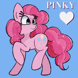 Size: 2048x2048 | Tagged: safe, artist:zo_loaf, imported from derpibooru, pinkie pie, earth pony, pony, blue background, misspelling, simple background, solo