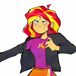 Size: 2048x2048 | Tagged: safe, artist:totop0llo, imported from derpibooru, sunset shimmer, human, equestria girls, female, simple background, solo, white background