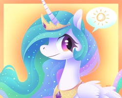 Size: 4096x3277 | Tagged: safe, artist:artsy_otter, imported from derpibooru, princess celestia, alicorn, pony, female, solo, speech bubble, sun