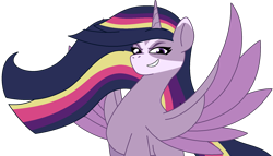 Size: 1903x1086 | Tagged: safe, artist:westrail642fan, imported from twibooru, twilight sparkle, corrupted twilight sparkle, facial markings, image, my little pony: tell your tale, png, simple background, spread wings, style emulation, transparent background, wings