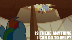 Size: 1920x1080 | Tagged: safe, edit, edited screencap, editor:quoterific, imported from derpibooru, screencap, derpy hooves, rainbow dash, pegasus, pony, the last roundup, duo, duo female, female, mare, ponyville town hall