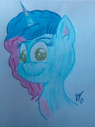 Size: 2915x3887 | Tagged: safe, artist:jesslmc16, imported from derpibooru, pony, unicorn, bust, chest fluff, colored, colored pencil drawing, colored pencils, cute, drawing, fluffy, g5, green eyes, misty brightdawn, mistybetes, portrait, solo, traditional art