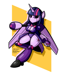 Size: 1200x1500 | Tagged: safe, artist:flashpointgear, imported from derpibooru, twilight sparkle, alicorn, anthro, robot, unguligrade anthro, abstract background, breasts, cleavage, female, roboticization, solo, twibot, twilight sparkle (alicorn)