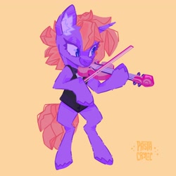 Size: 4000x4000 | Tagged: safe, artist:pastacrylic, imported from derpibooru, oc, oc only, pony, unicorn, bipedal, clothes, musical instrument, solo, violin
